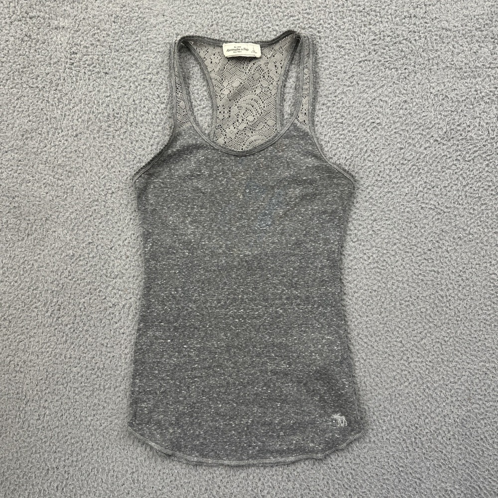 Y2K Abercrombie & Fitch Tank Top Gray Crochet Racerback Retro Women's Small